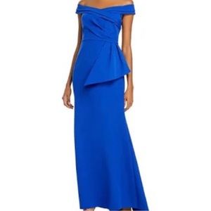 Eliza J Women's Blue Off-the-Shoulder Peplum Gown Dress